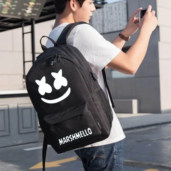 BPZMD DJ Marshmallow рюкзак Многофункциональный USB зарядка для подростков мальчиков студентов девочек школьные сумки Дорожная светящаяся сумка для ноутбука