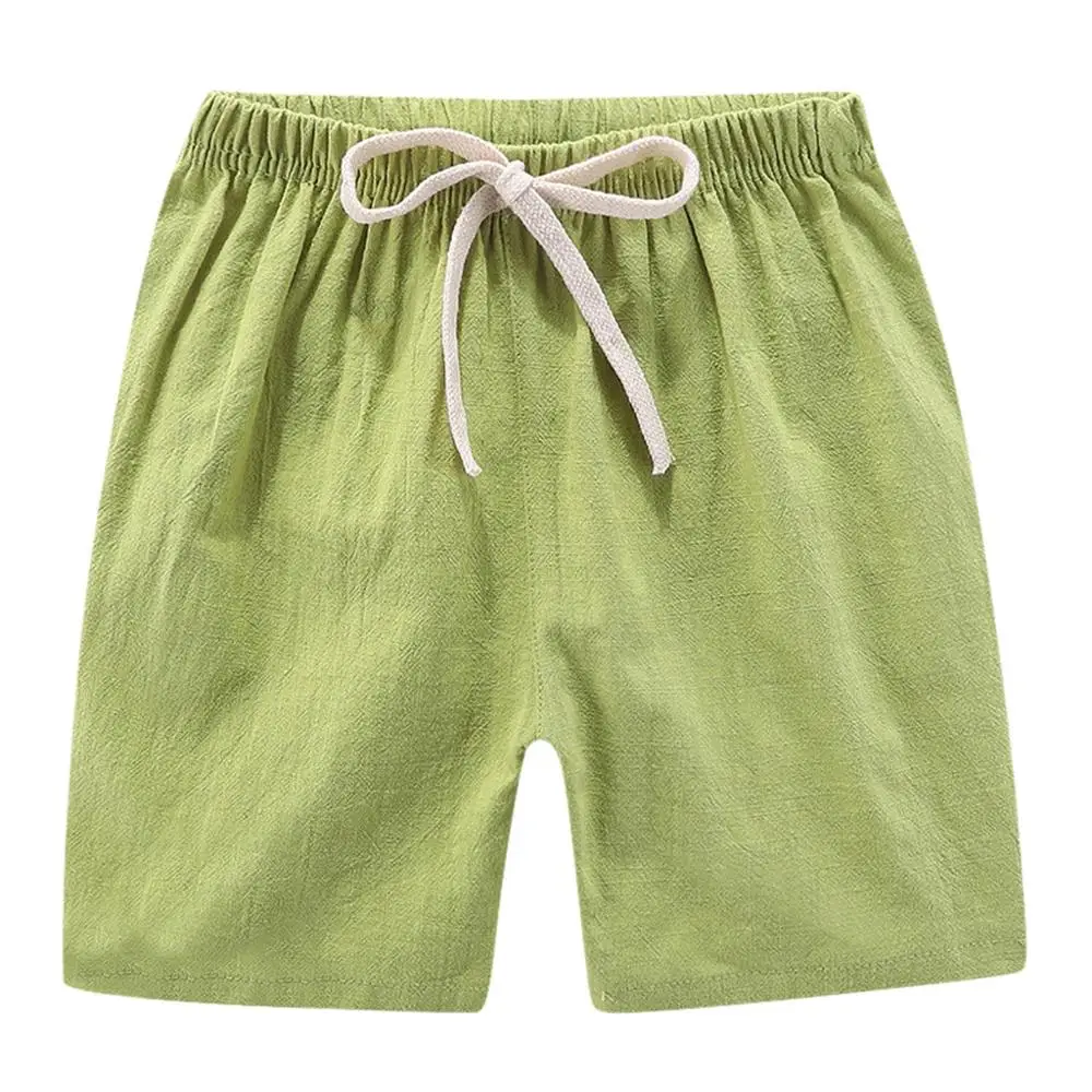 Шорты для детей модные летние детские льняные повседневные шорты для мальчиков и девочек штаны с эластичной резинкой на талии A40 - Цвет: Green