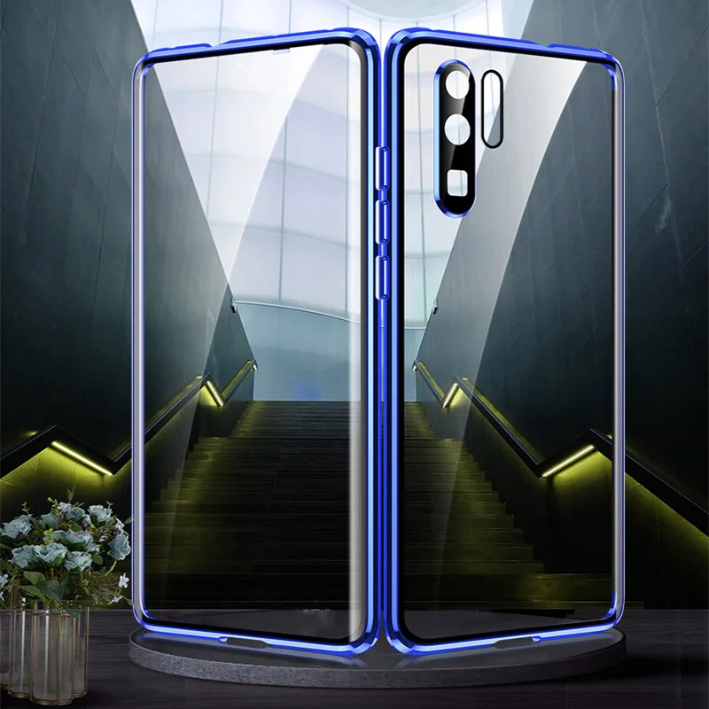 

Для Huawei P30 Pro Чехол 360 магнитный стеклянный металлический алюминиевый защитный чехол для объектива камеры чехол для Huawei P30 Lite противоударный чехол