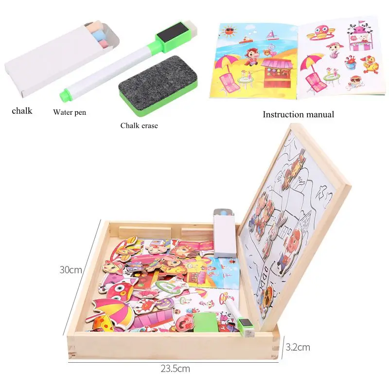 Деревянные игрушки, магнитная доска для рисования, головоломка, игрушки для детей, 3D головоломка, доска для рисования, обучающая доска для детей, обучающая деревянная игрушка 100+ шт