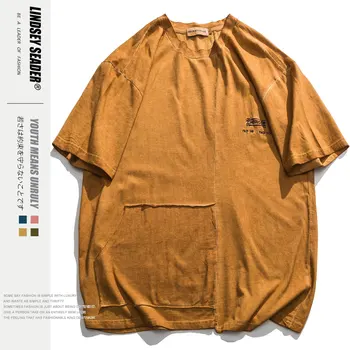 

Lindsey Seader Men Harajuku Solid T Shirt 2020 Mens Streetwear Hip Hop T-shirt Summer Patch Pocket T Shirts Fashion Cotton Tees