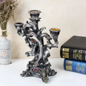 

Retro Candle Holder Resin Candle Holder Candlestick Candle Accessory French Candle Sconce Nostalgic Candlestick Home Decor Gifts