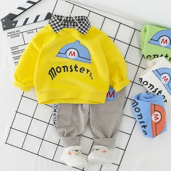 

2020 baby long-sleeve casual sports suit children's hoodie two-piece boys' clothes