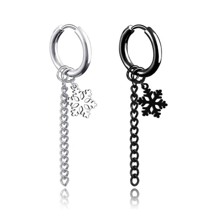 1 Piece 4 Styles Men Women Unisex Tassels Snowflake Pattern Titanium Steel Earrings Ear Clips ( No Hole Can Use ) | Украшения и