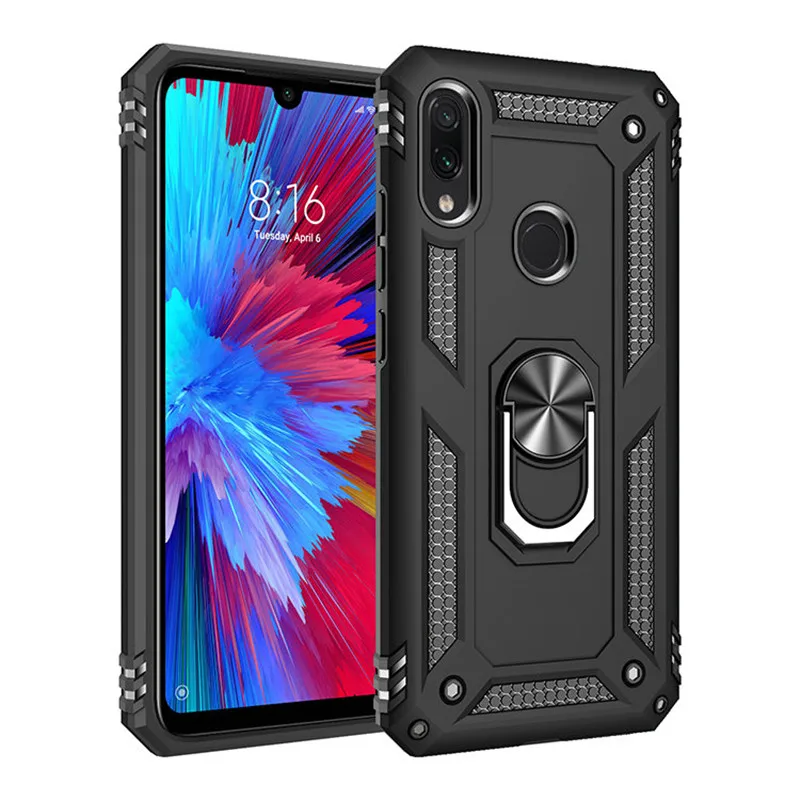 Для Xiaomi Redmi Note 7 Note7 Redmi Note 7 Pro 3D комбинированная Защита Чехол для Xiaomi Redmi 7A 64 Гб 128 Гб металлический чехол для телефона - Цвет: JS BK