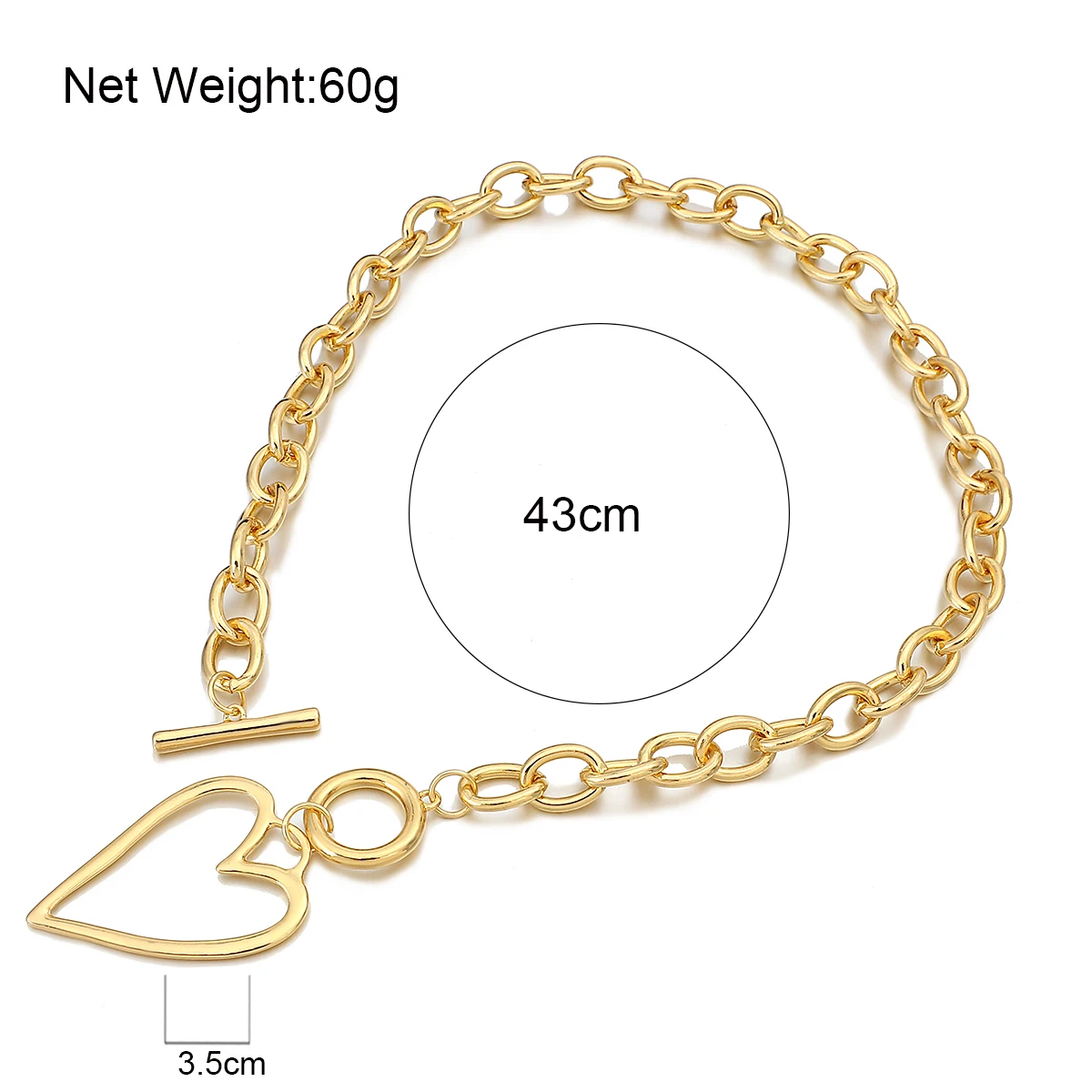 Flashbuy Punk Gold Color Big Hollow Heart Pendant Necklaces