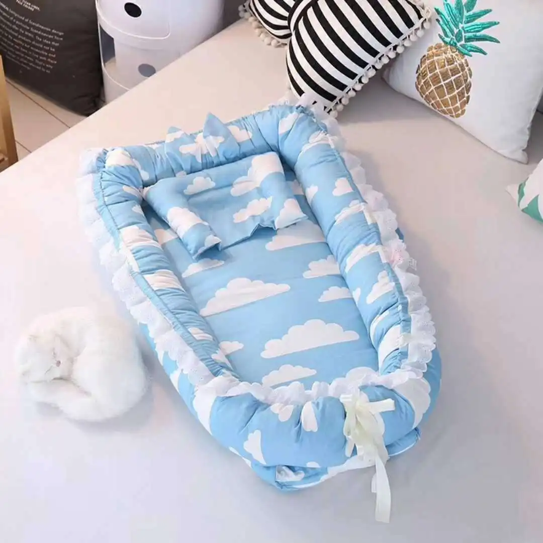 Новорожденный ребенок Портативный кроватки, детская кроватка защита дорожная кровать для новорожденных платье для малышки с принтом "гнездо складывающийся стирающийся матрасик 2 шт./компл. BXX025 - Цвет: BXX025B-2pcs-set