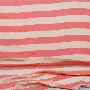 

Light yellow and orange stripe print silk cotton fabric smoothly soft,SCT419