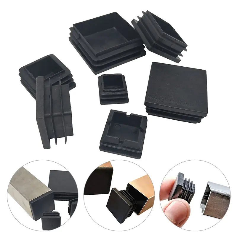 MECCANIXITY 12 PCS 5/8 Inch Round Plastic Hole Plugs - Black PE End Caps For Furniture & Pipes
