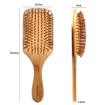 

2pcs New Fashion Anti-static Paddle Bamboo Handle Comb Scalp Massage Hair Brush