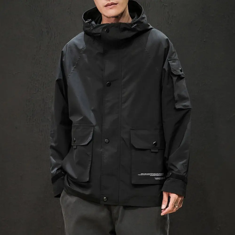 Plus Size Jackets Men's Autumn Casual Fashion Pure Color Hoodie Zipper Jackets Outdoor Sport Coat Male Clothing