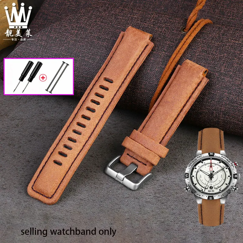 Cinturino Per Orologio In Vera Pelle Per Timex Tide Outdoor Uomo T2N721 T2N720 T2N739 Cinturino 24*16M Cinturino Da Uomo Con Bocca Convessa
