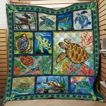 

Ocean Turtle Tortoise Printed Home Sofa Cover Quilt Queen Size Kids Adult Warm Blankets For Beds Soft Sofa Outdoor Camping Quilt