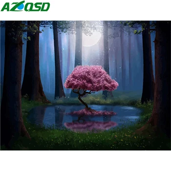 

AZQSD Coloring By Numbers Tree HandPainted Painting By Numbers Fantasy Landscape Wall Art 50x40cm Unframed Decoration Gift Diy