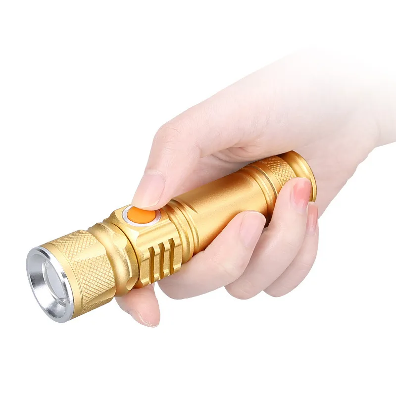 

LED Zoom Power Torch T6 Waterproof Super Bright Riding Mini Outdoor Lighting Flashlight USB Charging