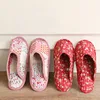 25cm Vintage Floral Home Shoes Slippers Women Cotton Fabric House Slipper Sewing Comfy Flat Shoes Indoor Soft Travel ► Photo 2/6