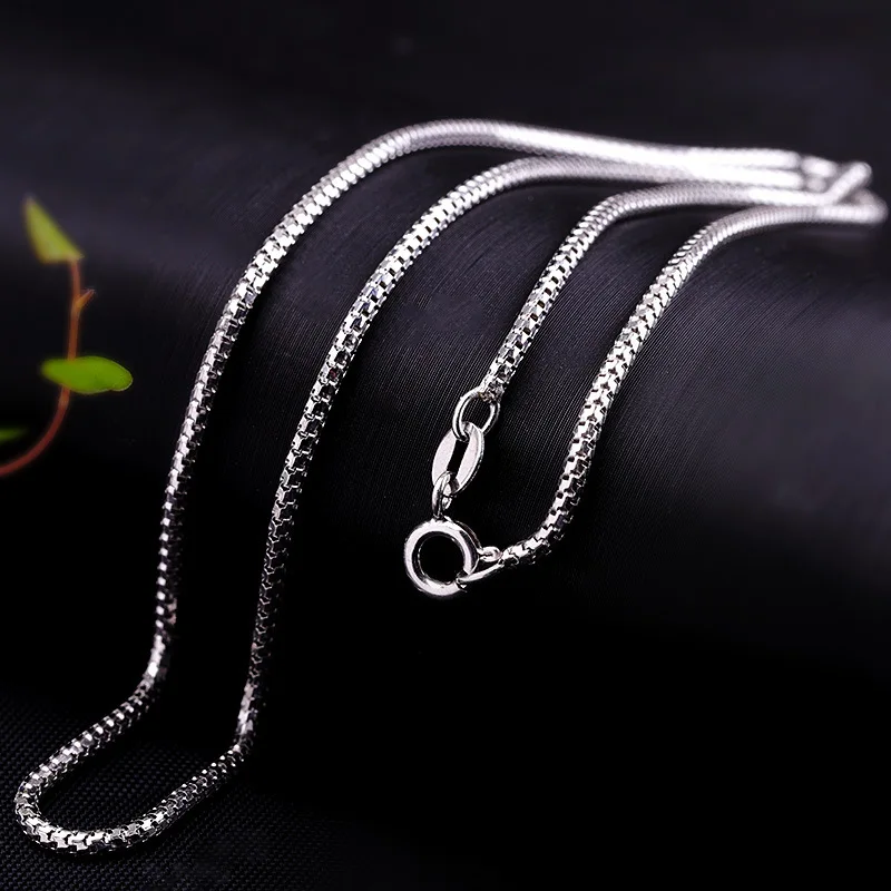 

SA SILVERAGE 16/18/20/22/24 Inch 1.6mm Corn Chain Necklace 40cm 45cm 50cm 55cm 60cm New Fashion S925 Sterling Silver Jewelry