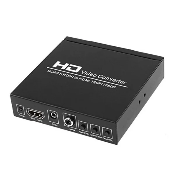 

SCART to HDMI Converter Video Audio Adapter Box with SCART/HD Switch, PAL/NTSC Video Scaler, 1080P/720P Support HDMI Connector 3