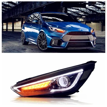 

VLAND Factory For Car Head Lamp For Focus LED Headlight 2015 2016 2017 With DRL Will Turn To White From Blue and Demon Eyes