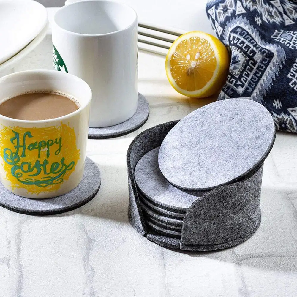 

10pcs Felt Protection Coaster Cup Anti-Friction Pad Separation Pad Felt Set Pad Table Placemats Protect Tool With Holder