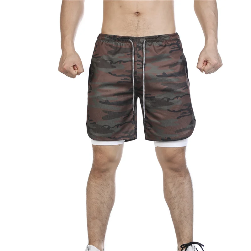 Новые двухслойные шорты мужские летние быстросохнущие дышащие шорты для бега спортивные тренировочные Короткие штаны для фитнеса