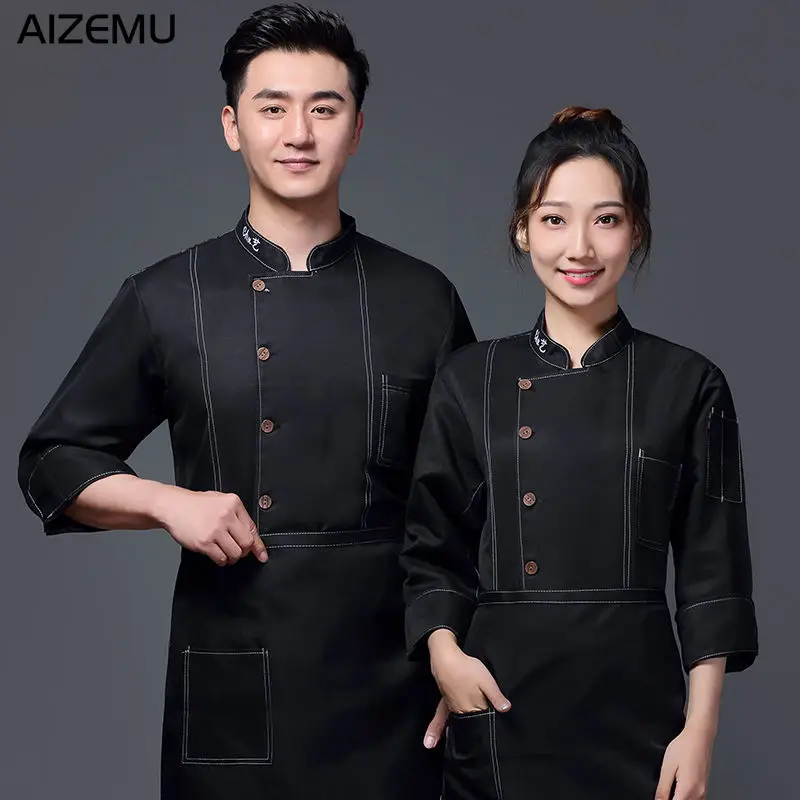 

chef shirt Chef Jacket Long Adjustable Sleeve Men Women Unisex Cook Coat Restaurant Hotel Kitchen Wear Waiter Uniform with logo