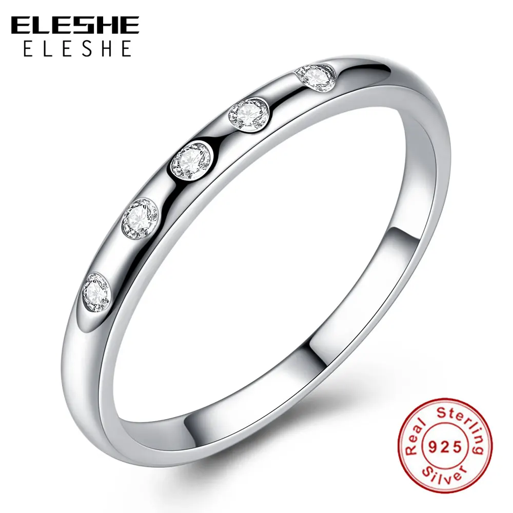 ELESHE, Роскошные, 925 пробы, серебряные, с кристаллами, капелька, женские кольца для женщин, простое Сверкающее кольцо, обручальное ювелирное изделие, Bague Femme