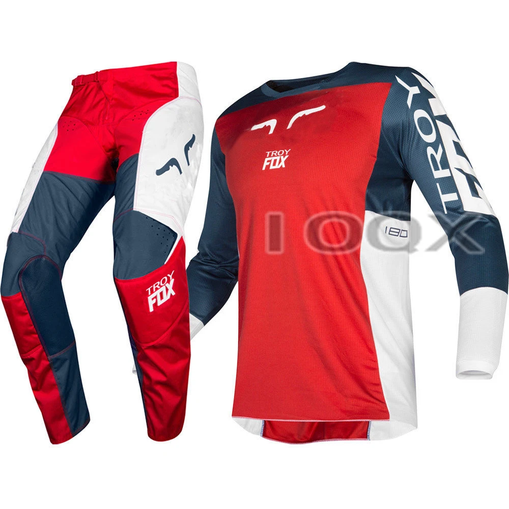 2019 TROY FOX MX 180 Prizm темно синие Красные трикотажные брюки Мотокросс внедорожный
