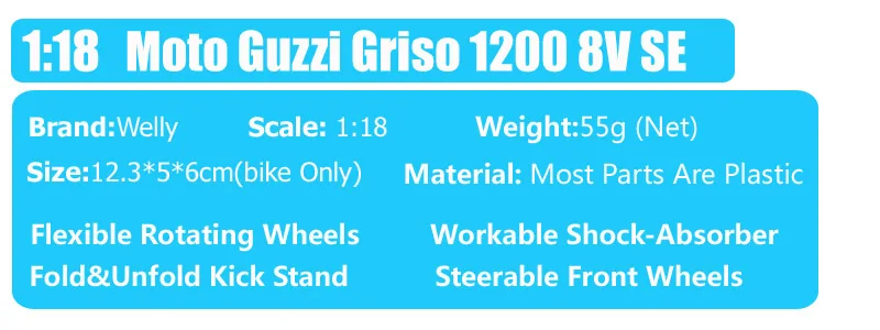 1:18 Масштаб Малый welly Ретро Guzzi moto Griso 1200 8V SE moto rcycle литье под давлением игрушка модели транспортное средство, мопед для детей коллекционеров