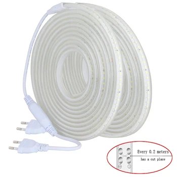 

Per 0.2M/ Can Cut LED Strip 220V SMD3038 High Brightness 140LEDs/m Flexible LED Light Waterproof LED Strip Light Dimmer plug