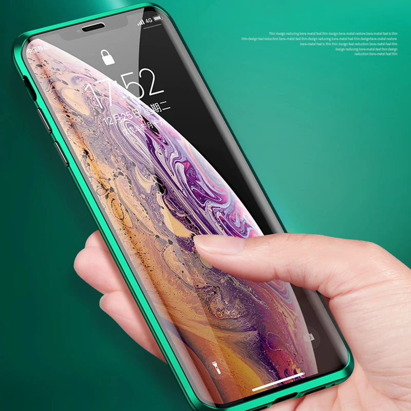 Двухсторонний чехол из закаленного стекла для iphone 11 pro max, Передняя Задняя панель 360, металлический чехол с магнитной адсорбцией, защитная оболочка всего тела