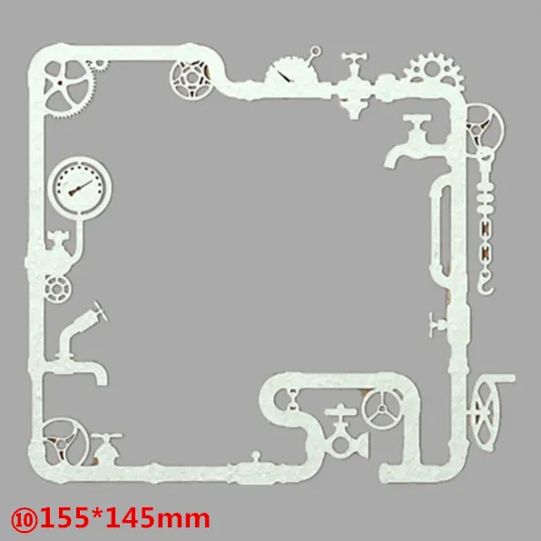 10-155x145mm 12 шт. Mechanica стимпанк металлические режущие штампы высечки пресс-формы для украшения скрапбукинга бумага ремесло нож плесень лезвие удар трафареты штампы - Цвет: 10-155x145mm