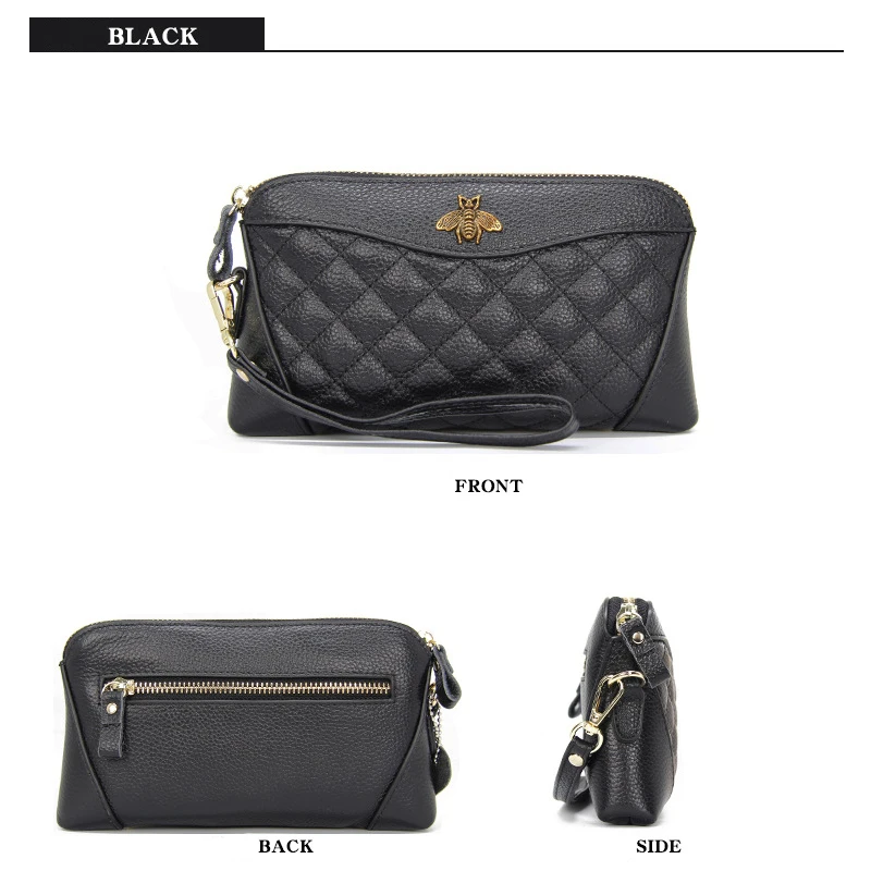 Fashion Top Layer Cowhide Wallet Shell Type Soft Zipper Handbag for Woman Designer Brand Clutch Lovely Purse Long Wallet women handbag