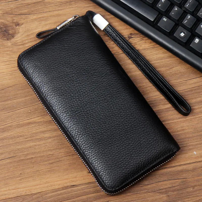 

Guangzhou MEN'S LONG Pattern Wallet Full-grain Leather Business Clutch Bag Large Capacity Men's Zipper Clutch Bag