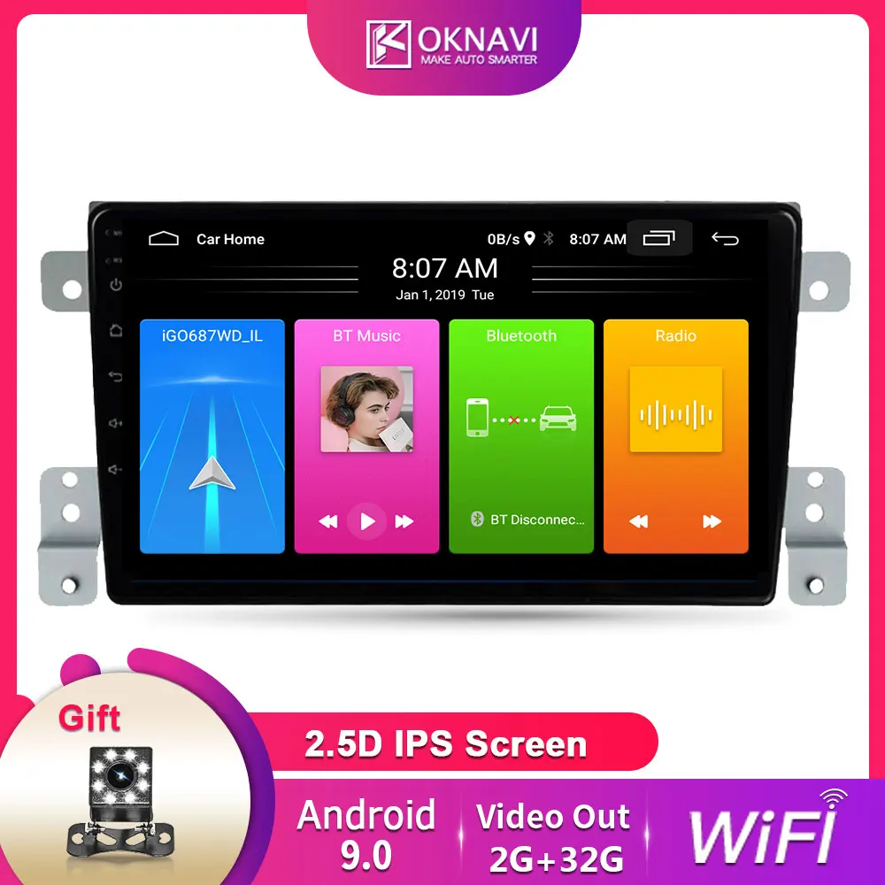 

OKNAVI 9'' Android 9.0 For Suzuki Grand Vitara 3 Car Multimedia Player 2 Din Radio Video Out Camera Mirror link Bluetooth No DVD