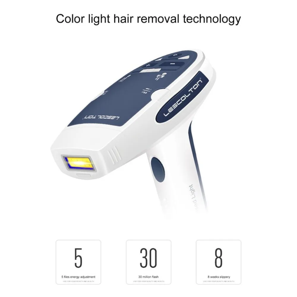 

LESCOLTON T006 Safe Use Razor Hair Removal Painless IPL Home Pulsed Light with LCD Display for Men & Women 3 Plug head US/EU/UK