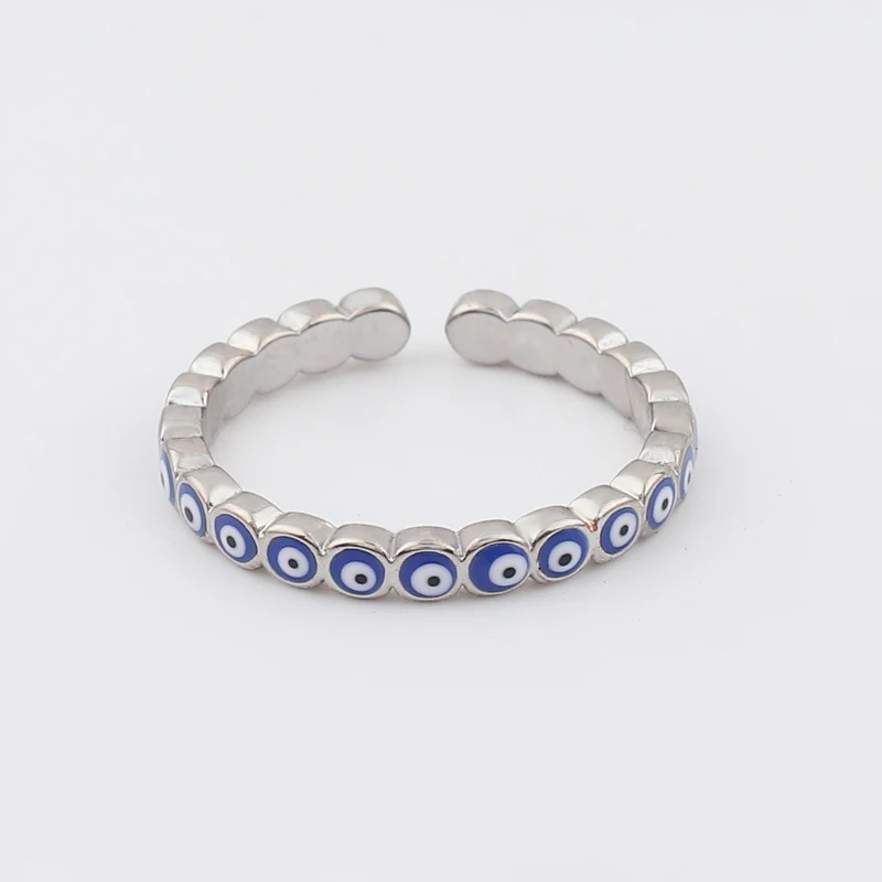 Lucky Eye Blue Turkish Evil Eye Open Ring Copper Gold Color Finger Rings Adjustable for Women Girls Men Fashion Jewelry 