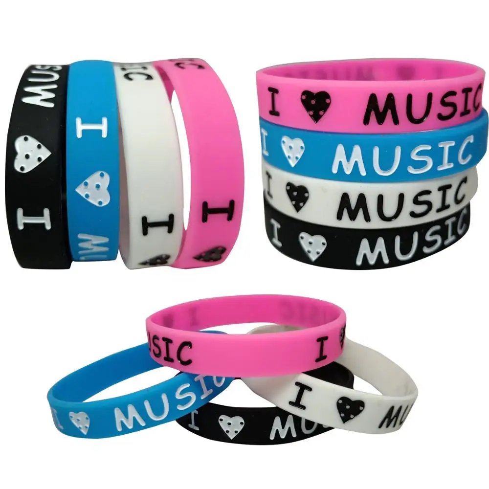 1PC Silicone Wristband I Love Music for Music Fans
