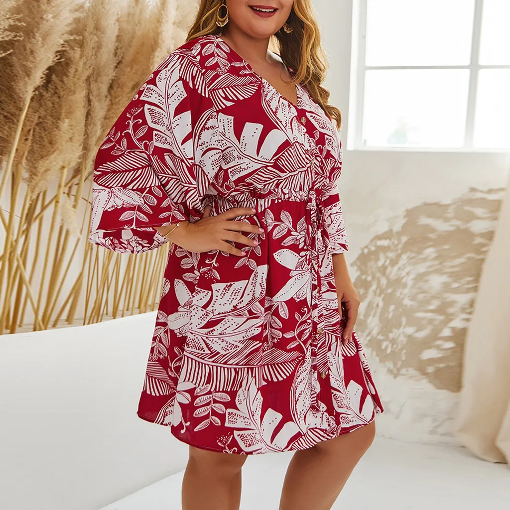 Женское платье, vestidos de verano vestido vadim ropa mujer, платья vestidos verano, Повседневное платье с принтом, рукав три четверти, XL-4XL, Z4