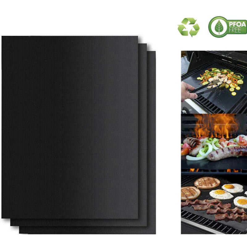 

2pcs Non-stick BBQ Grill Mat Baking Mat Teflon Cooking Grilling Sheet Heat Resistance Easily Cleaned Kitchen Tools