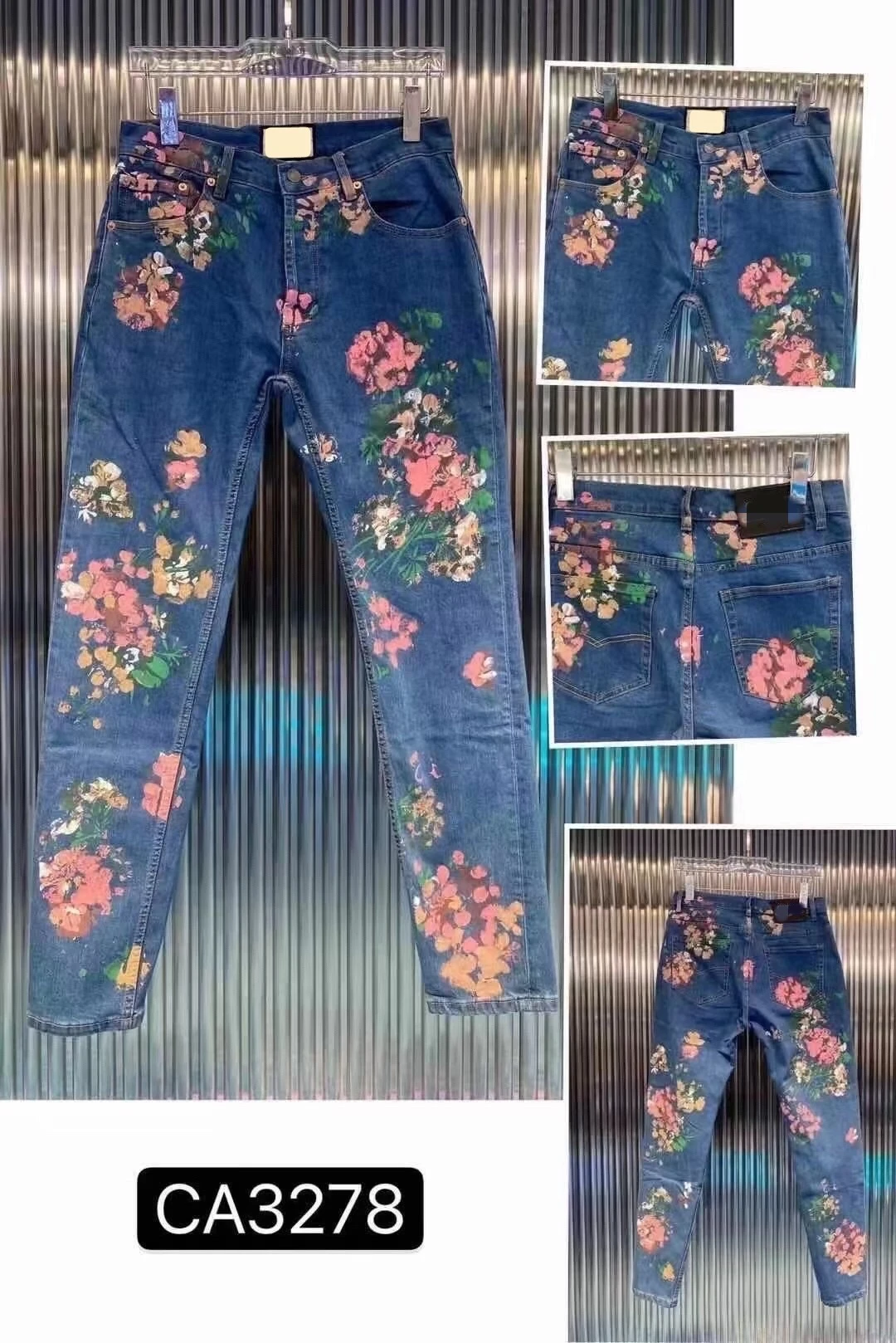 Pantalones vaqueros pintados a mano para hombre y mujer, nuevo estilo de flores, informales, recortados y vaqueros| - AliExpress