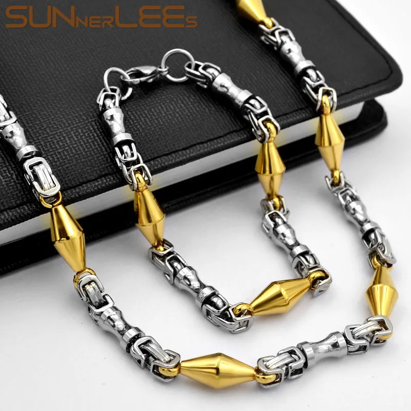 Набор браслетов из нержавеющей стали SUNNERLEES 316L 7 мм цепочка с геометрическим