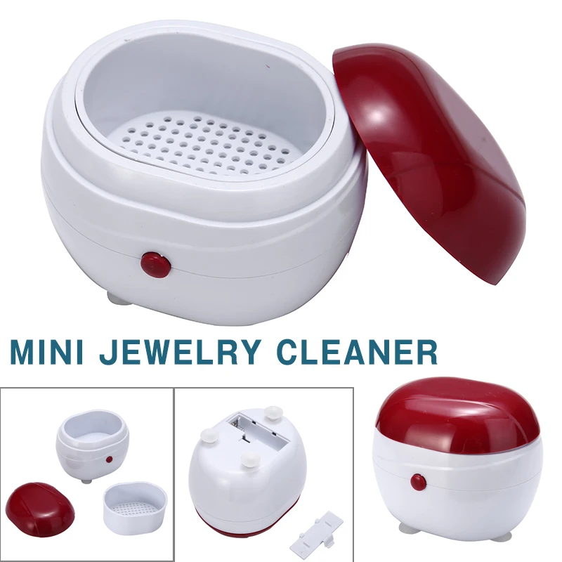 Ultrasonic Mini Jewelry Cleaner Dentures Watches Washing Machine Battery Electric Household Rings Necklace Cleaning Equipment phyhoo professional portable jewelry cleaning machine for rings watches coins razors earrings necklaces denture small metal part