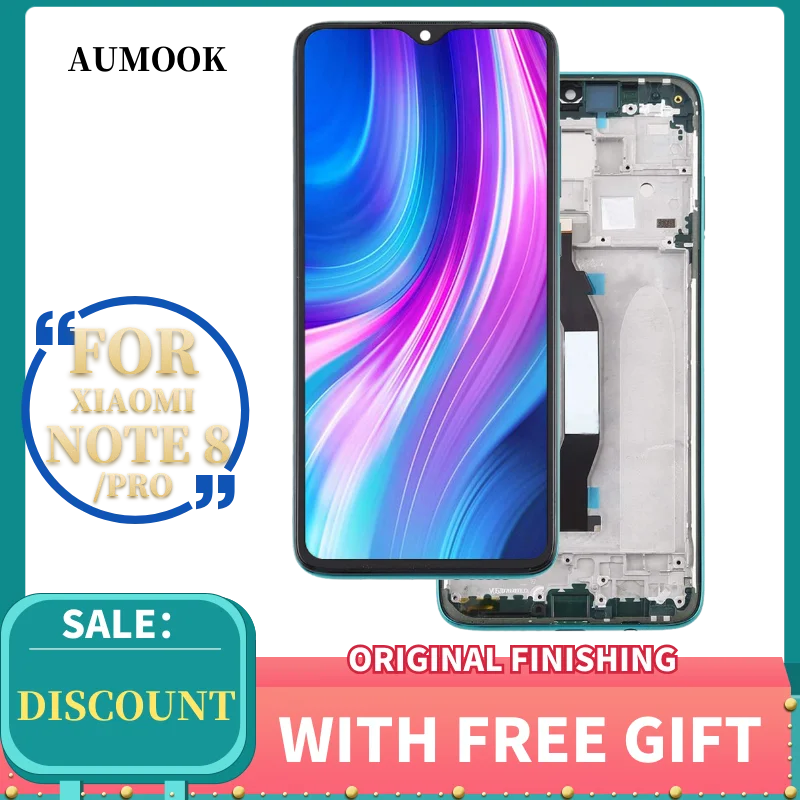 ЖК дисплей для Xiaomi Redmi Note 8 pro сенсорный экран с рамкой и дигитайзером в сборе замены экрана бесплатные