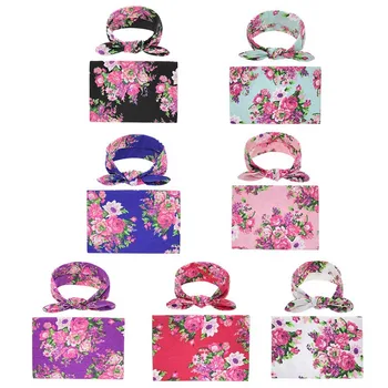 

Baby Blanket set Newborn Towel Swaddle Blanket Sleeping Swaddle Muslin Wrap Headband Set Photography Prop