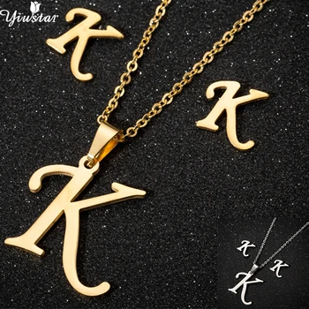 

Yiustar Delicate Creative Initial 26 Leters A-Z Pendant Necklace for Friend Birthday Gifts Stainless Steel English Name collier