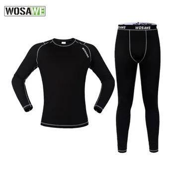 

WOSAWE Winter Long Sleeve Sports Underwear Set Fleece Bike Riding Long Sleeve Set cycling jersey Keep warm clothes Long Sleeve