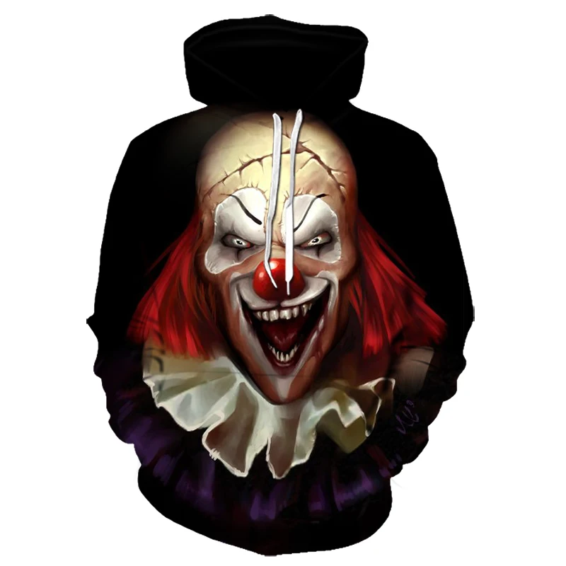 Фильм Стивен Кинг ITThe клоун Pennywise 3D печать Косплей-костюмы с капюшоном для мужчин и женщин мультфильм клоун Хэллоуин Толстовка