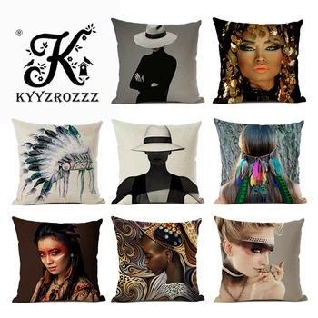 

Fashion Abstract Painting Africa Life Collection African Woman Decorative Pillow Case Gallery Exoti Restaurant Sheath 45*45cm
