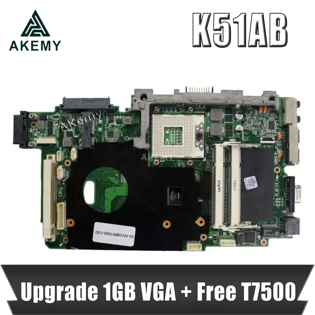 Обновление 1 ГБ VGA + Бесплатный процессор T7500 для For Asus K51AB K51AF K70AF K70AB K70AD материнская